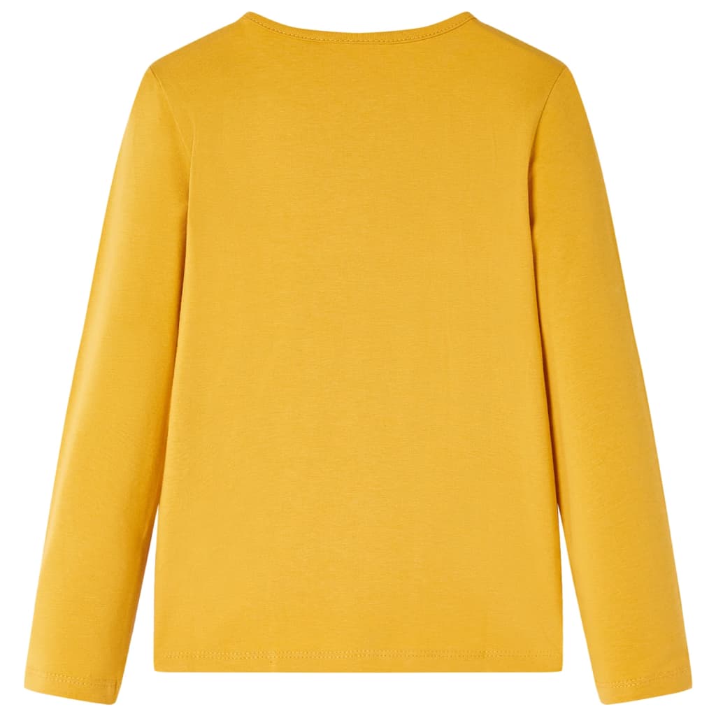 Langærmet T-shirt til børn str. 104 okkergul