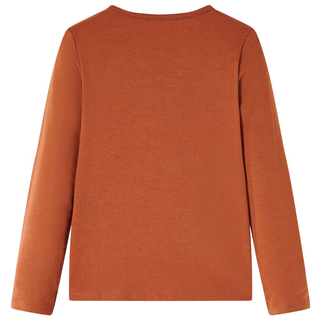 Langærmet T-shirt til børn str. 128 cognacfarvet