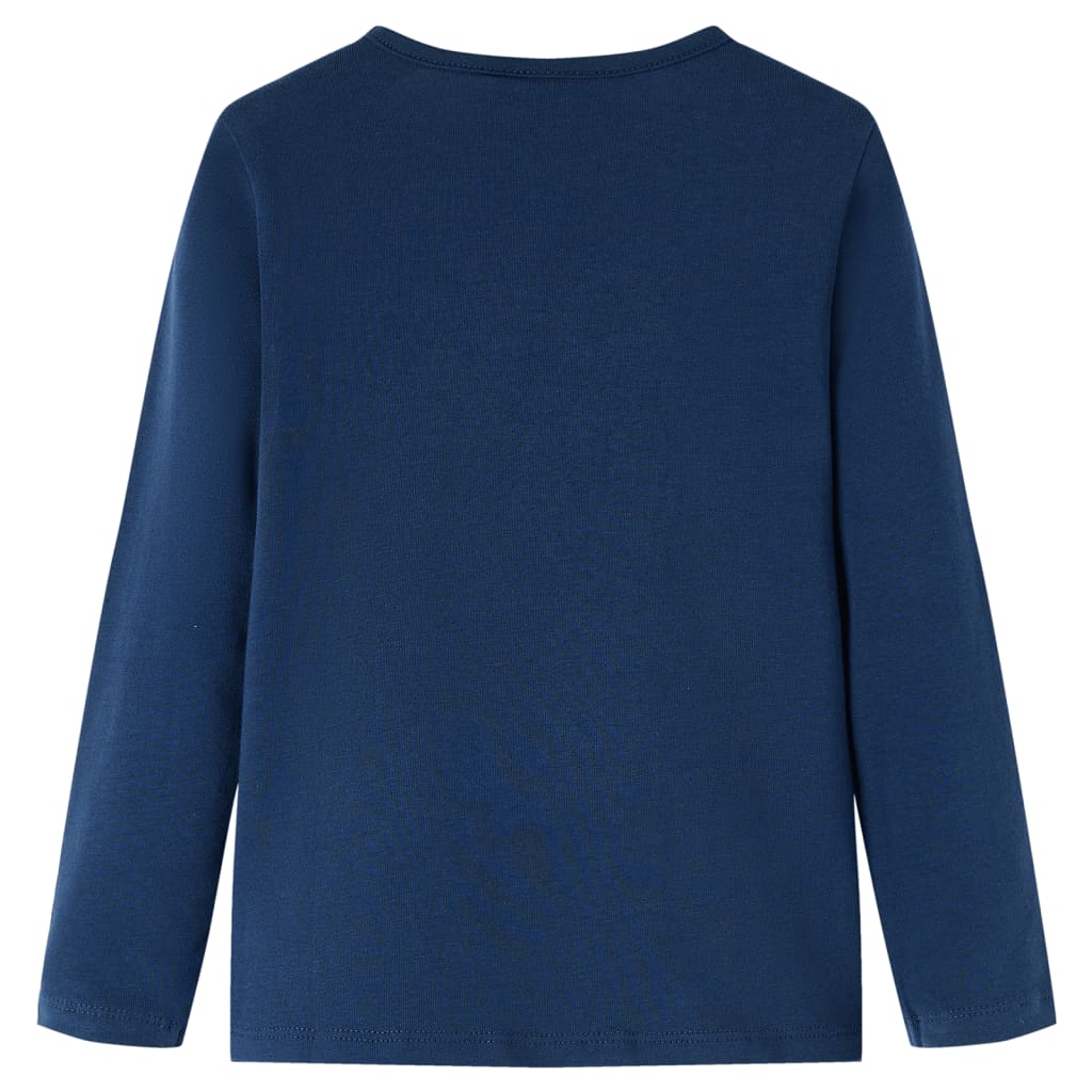 Langærmet T-shirt til børn str. 116 marineblå