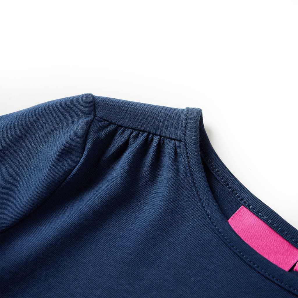 Langærmet T-shirt til børn str. 116 marineblå