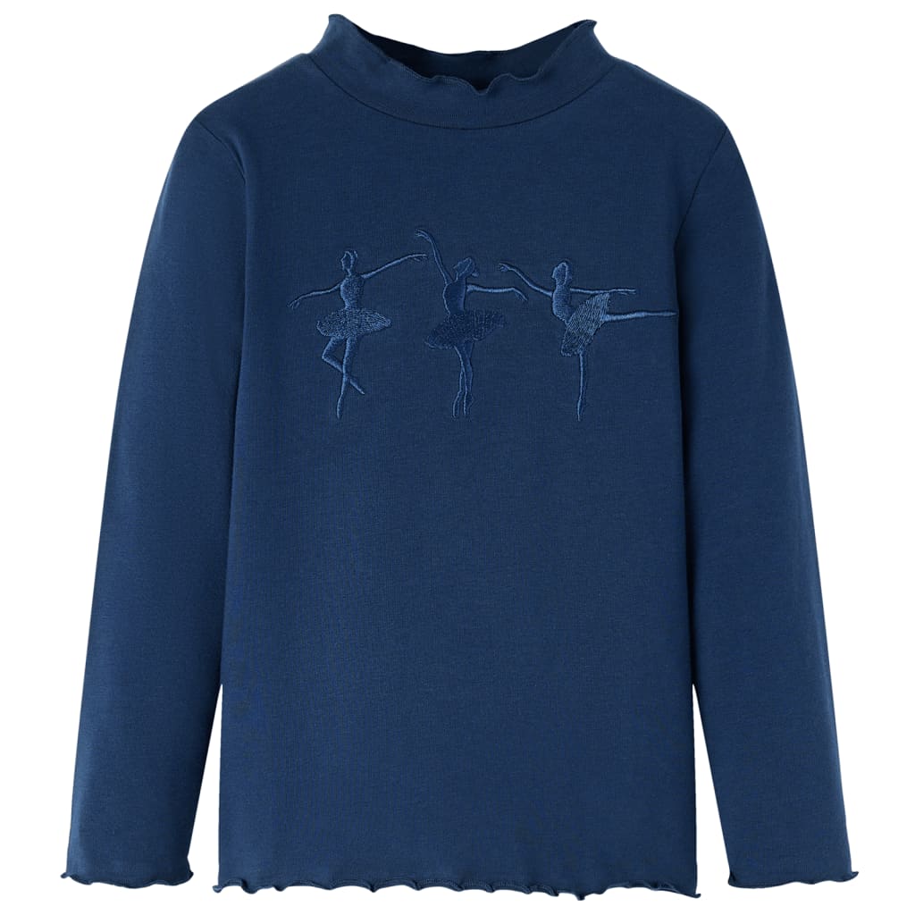 Langærmet T-shirt til børn str. 128 marineblå