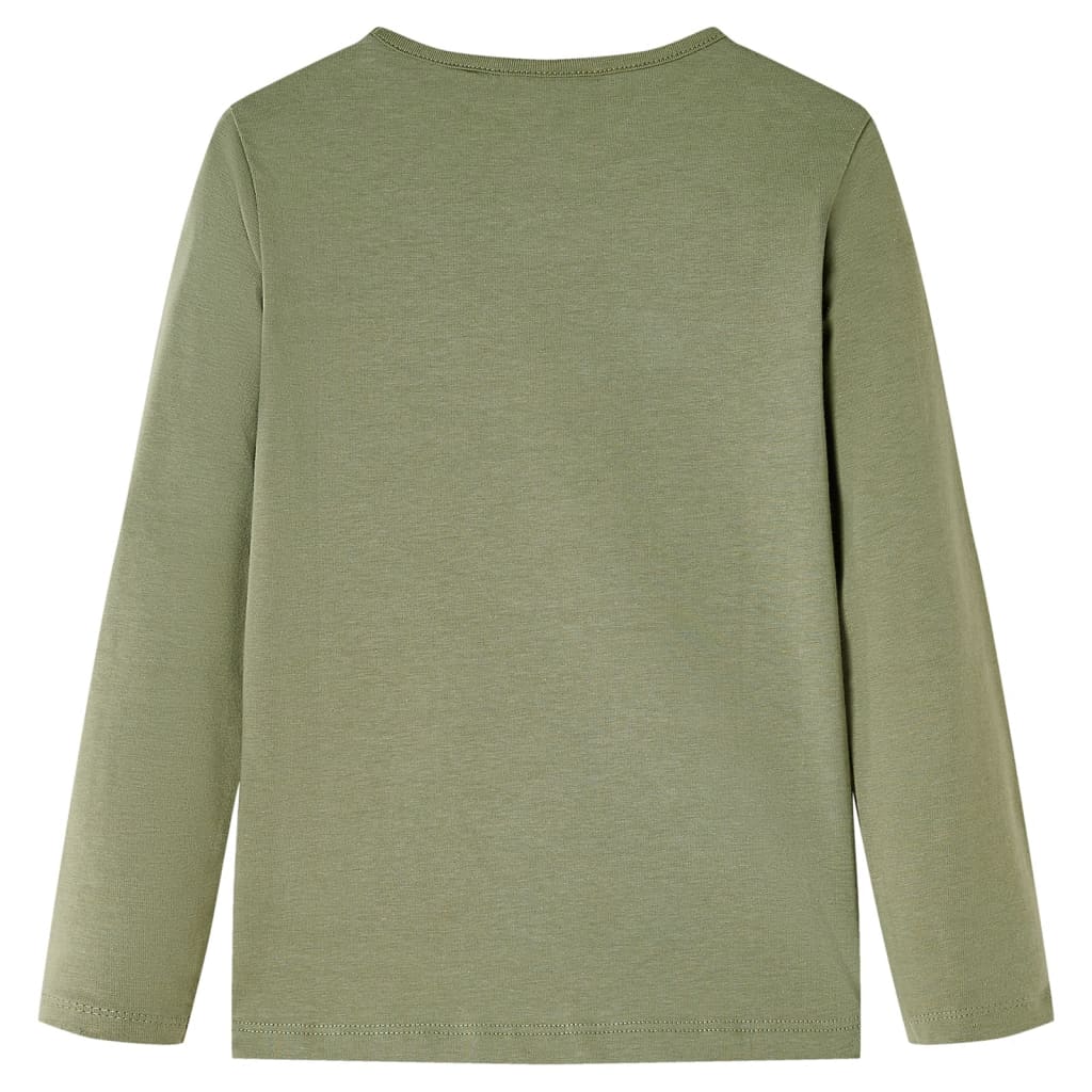 Langærmet T-shirt til børn str. 104 kakifarvet
