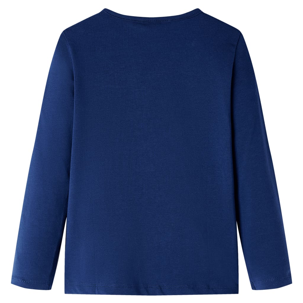 Langærmet T-shirt til børn str. 116 marineblå