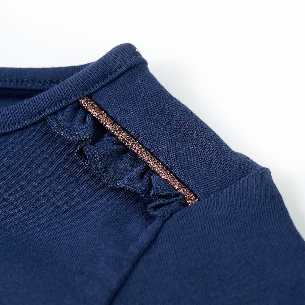 Langærmet T-shirt til børn str. 116 marineblå
