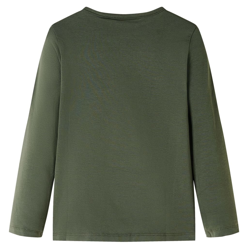 Langærmet T-shirt til børn str. 104 kakifarvet
