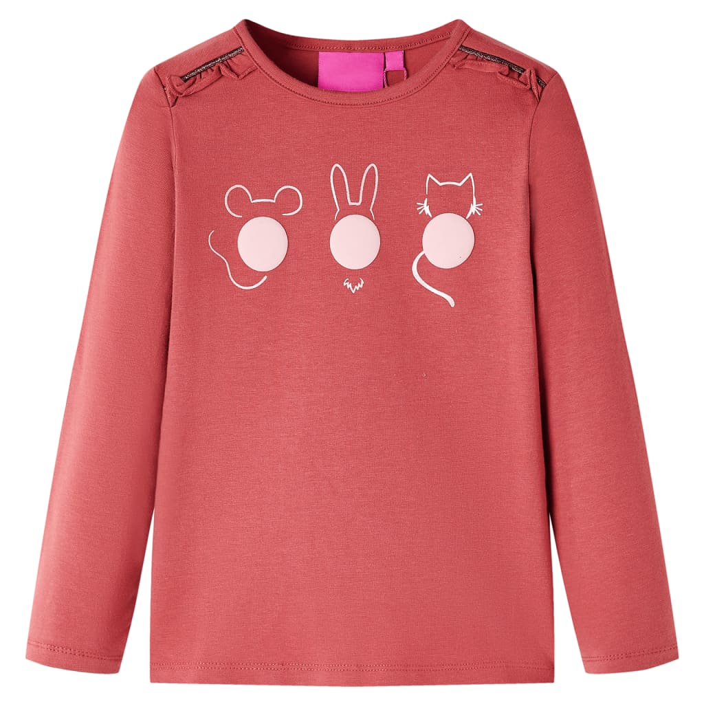 Langærmet T-shirt til børn str. 104 rød