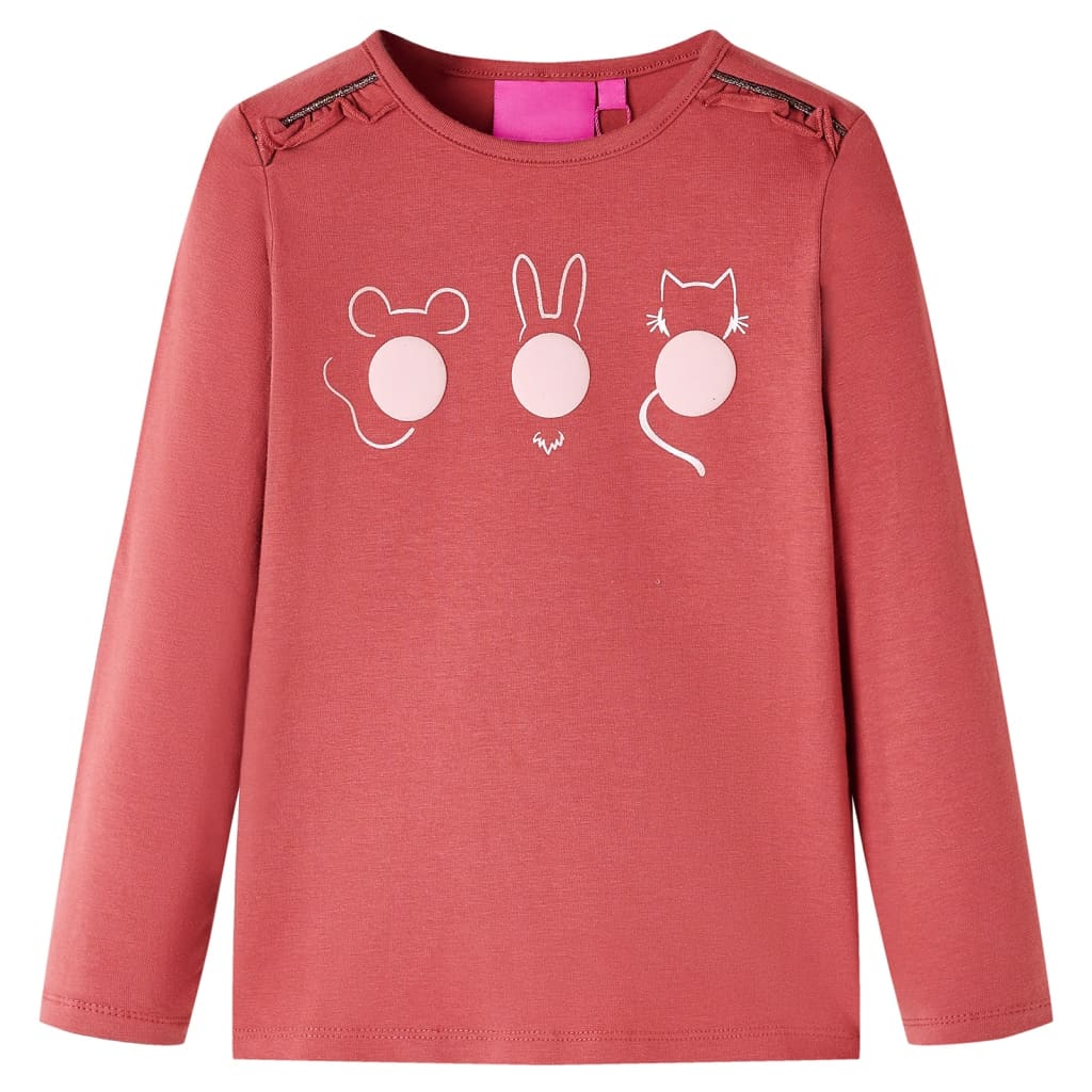 Langærmet T-shirt til børn str. 116 rød