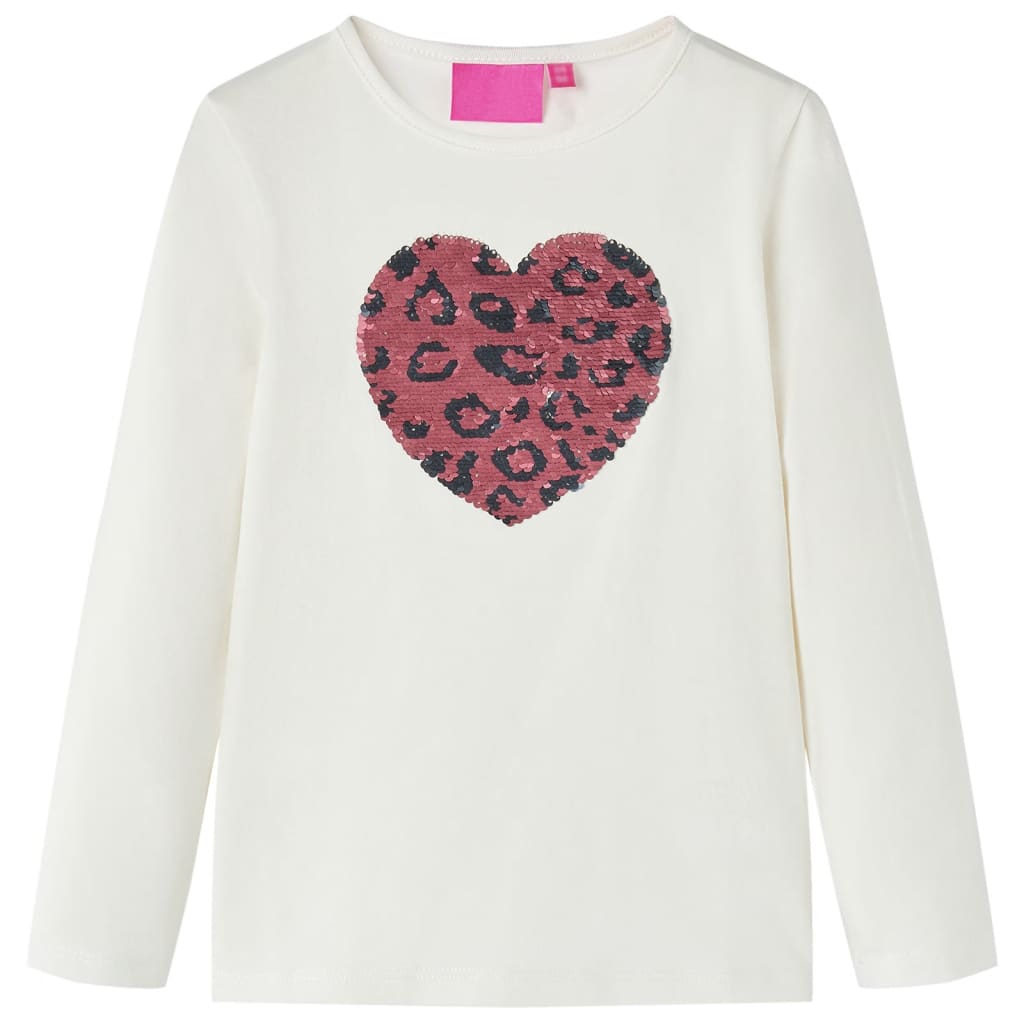 Langærmet T-shirt til børn str. 116 ecrufarvet