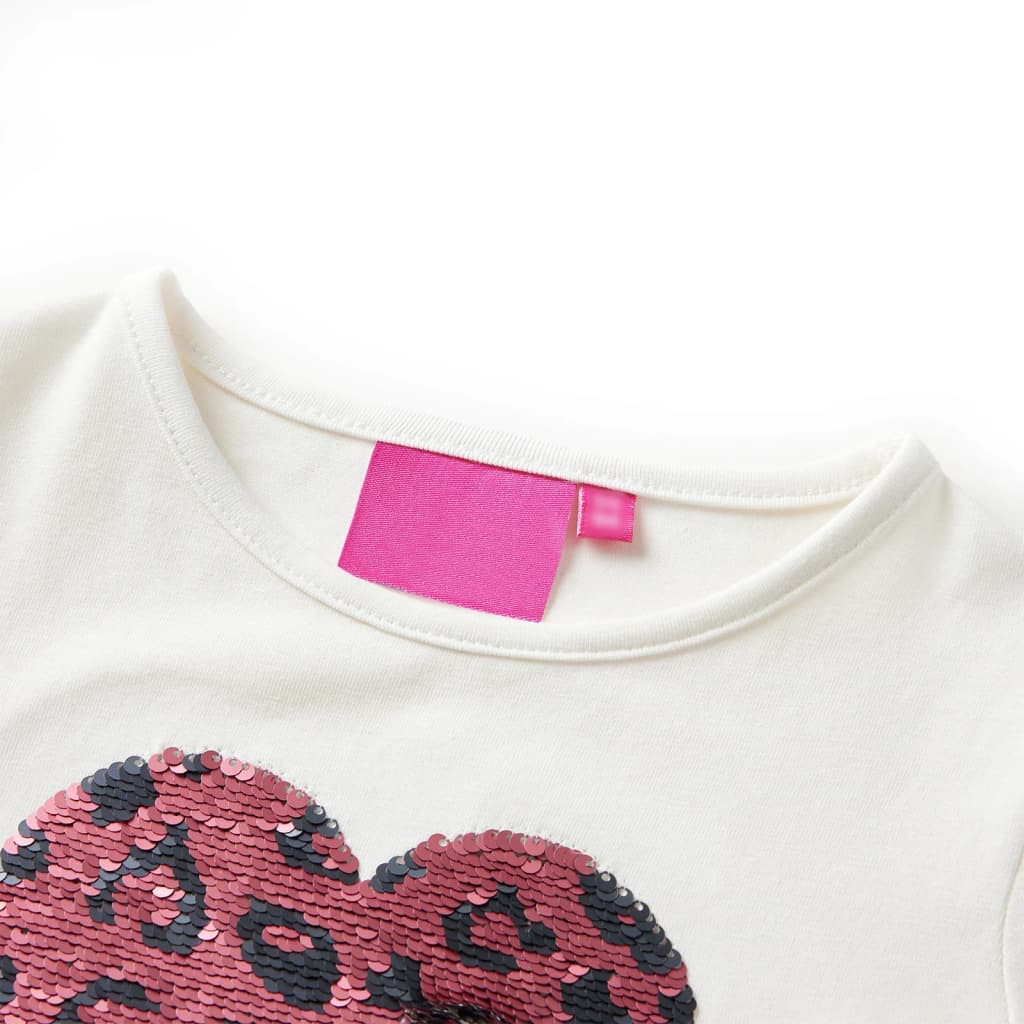 Langærmet T-shirt til børn str. 116 ecrufarvet