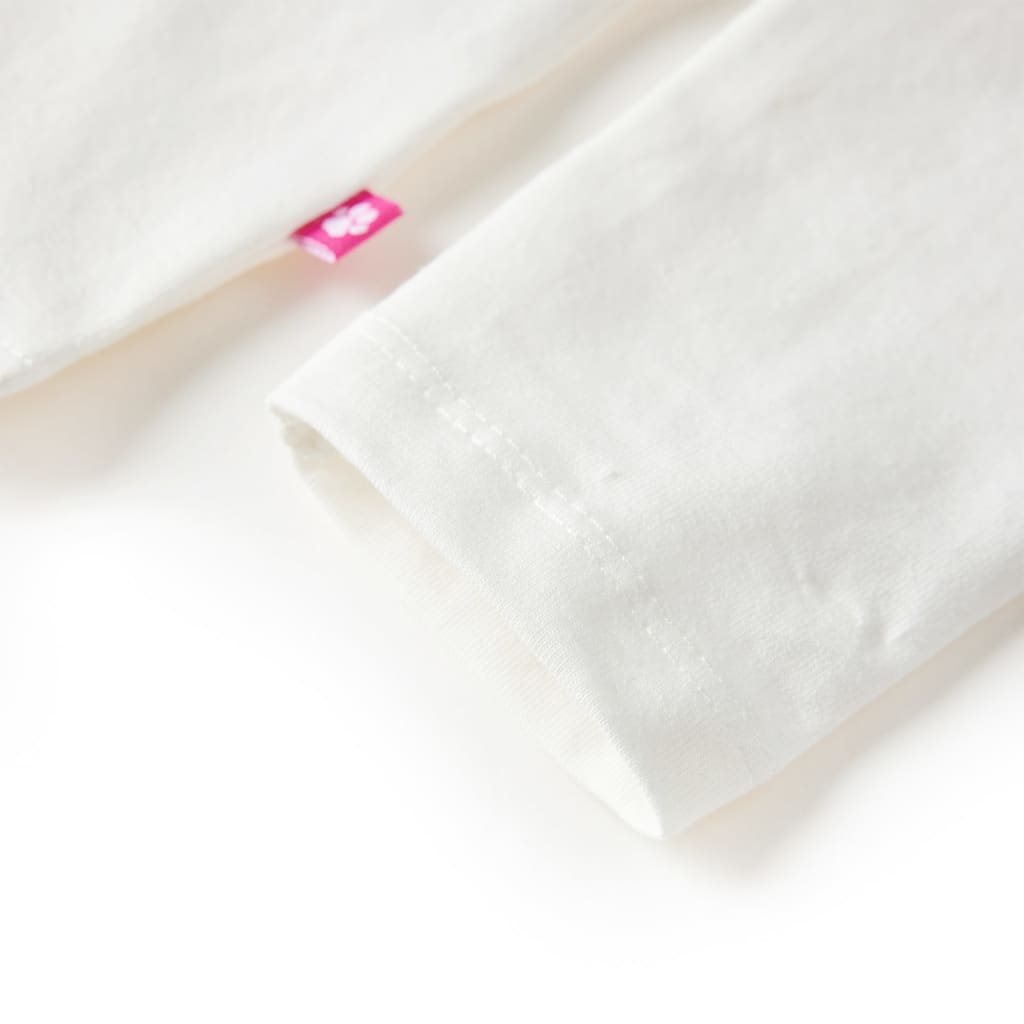 Langærmet T-shirt til børn str. 116 ecrufarvet