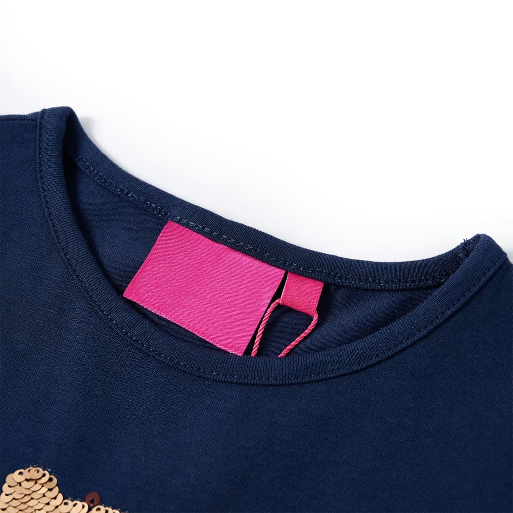 Langærmet T-shirt til børn str. 104 marineblå