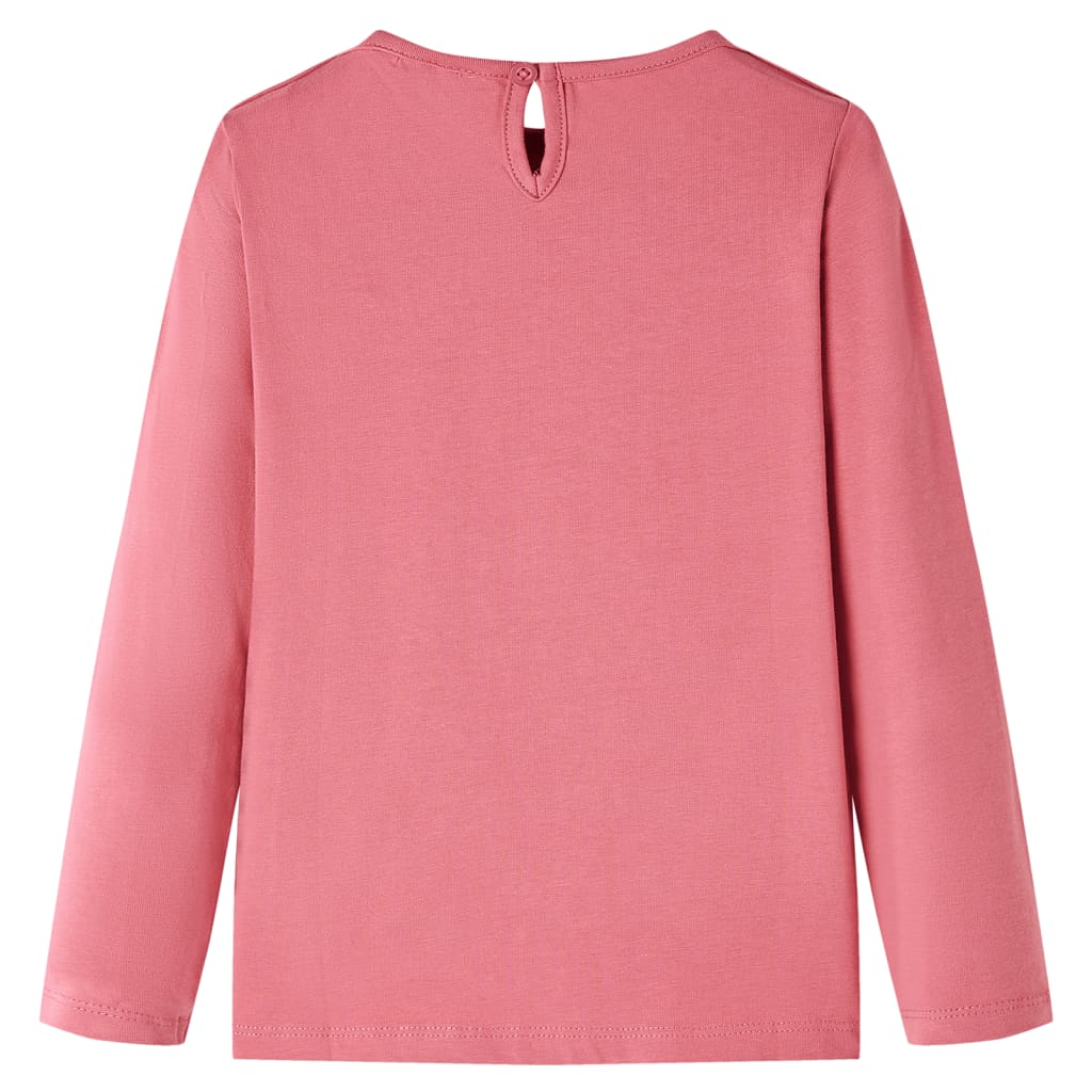 Langærmet T-shirt til børn str. 140 gammelrosa
