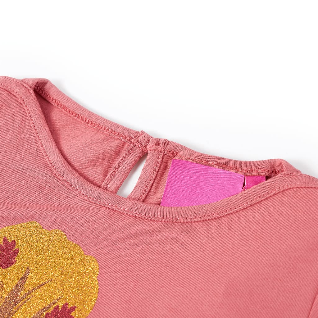 Langærmet T-shirt til børn str. 140 gammelrosa