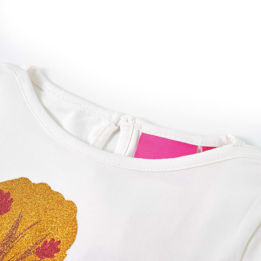 Langærmet T-shirt til børn str. 128 ecrufarvet