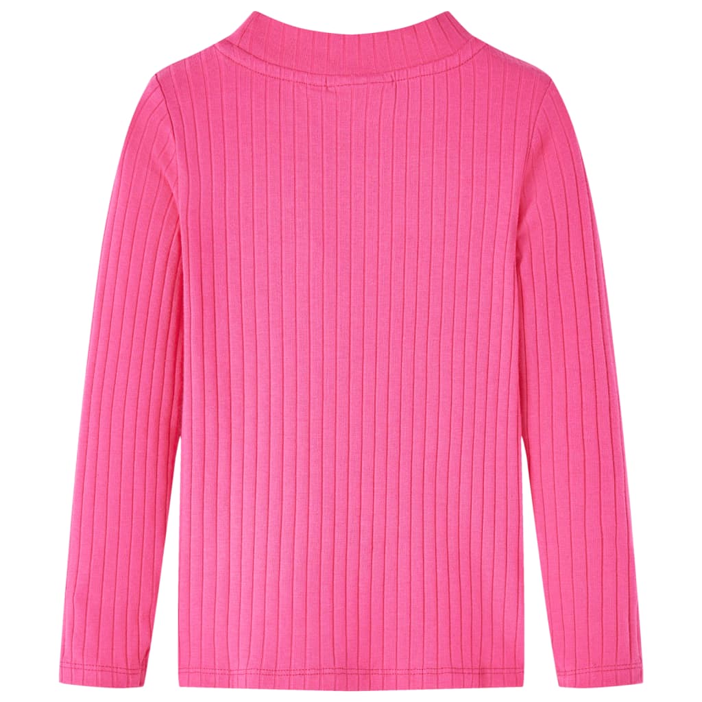 Langærmet T-shirt til børn str. 128 ribstrikket lyserød