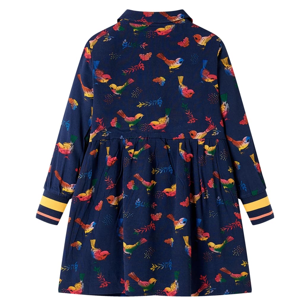 Langærmet kjole til børn str. 116 marineblå