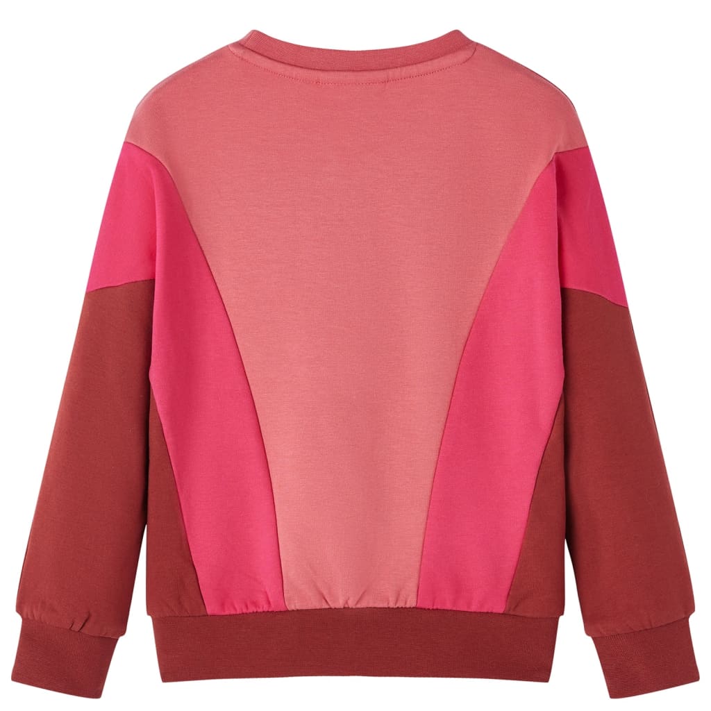 Sweatshirt til børn str. 104 farveblok lyserød og henna