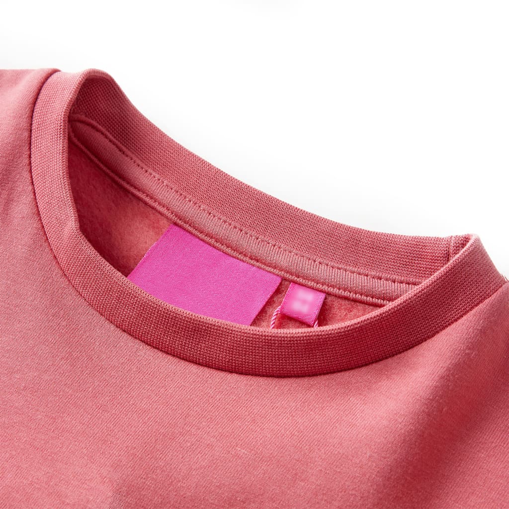 Sweatshirt til børn str. 104 farveblok lyserød og henna