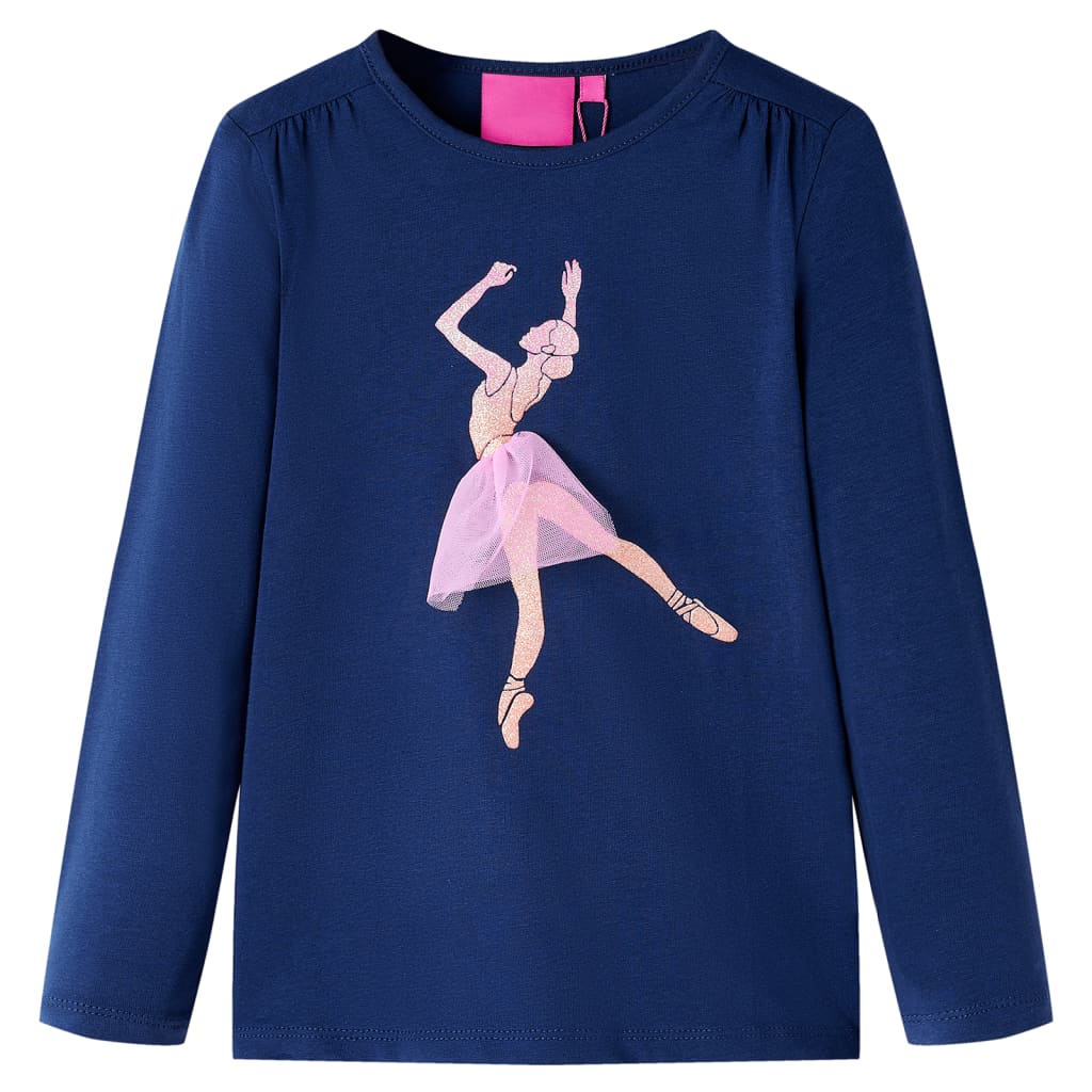 Langærmet T-shirt til børn str. 128 marineblå