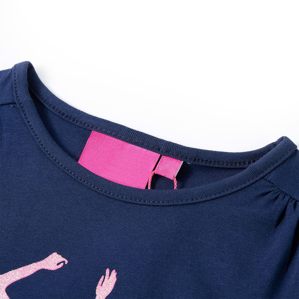Langærmet T-shirt til børn str. 128 marineblå