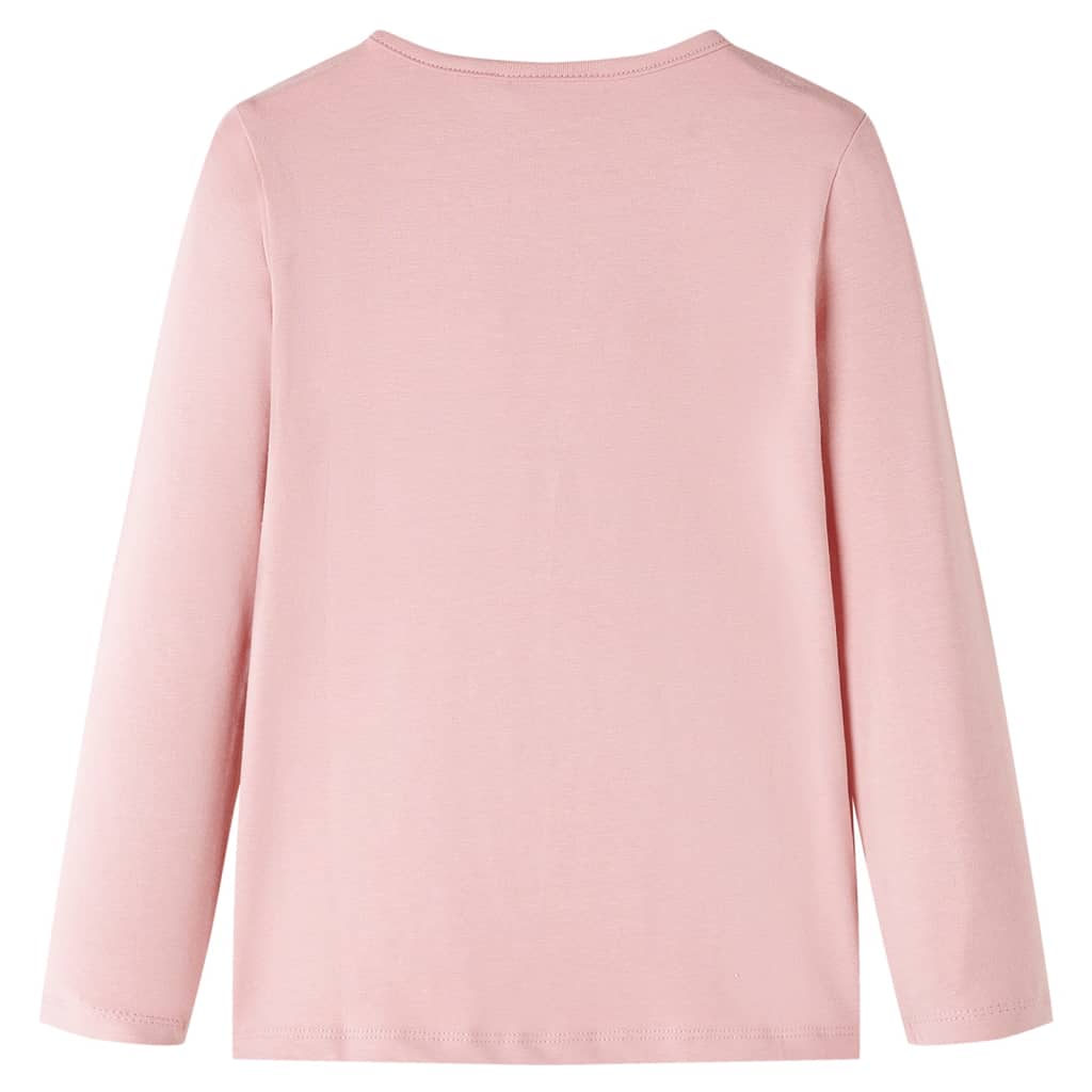 Langærmet T-shirt til børn str. 128 lyserød