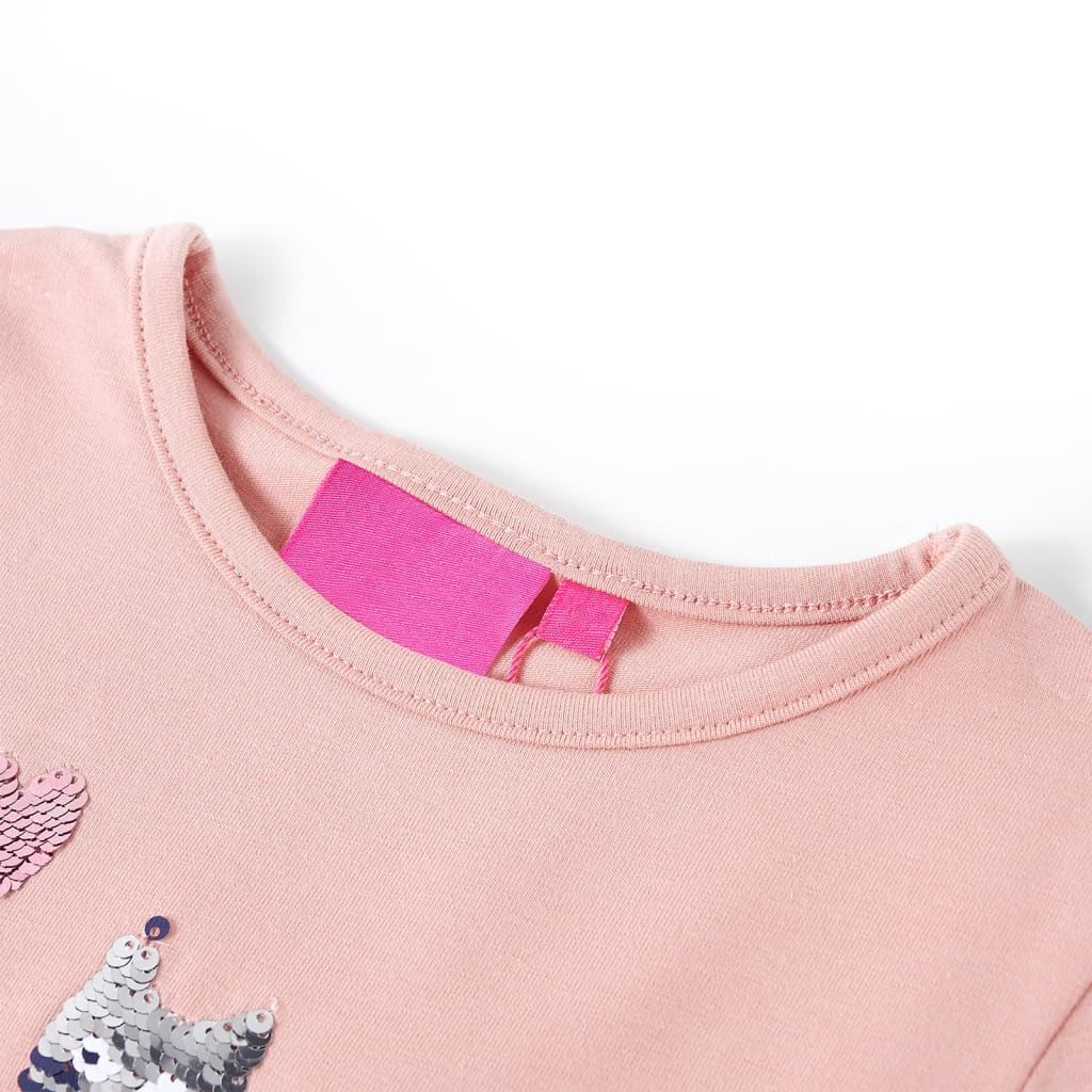 Langærmet T-shirt til børn str. 128 lyserød