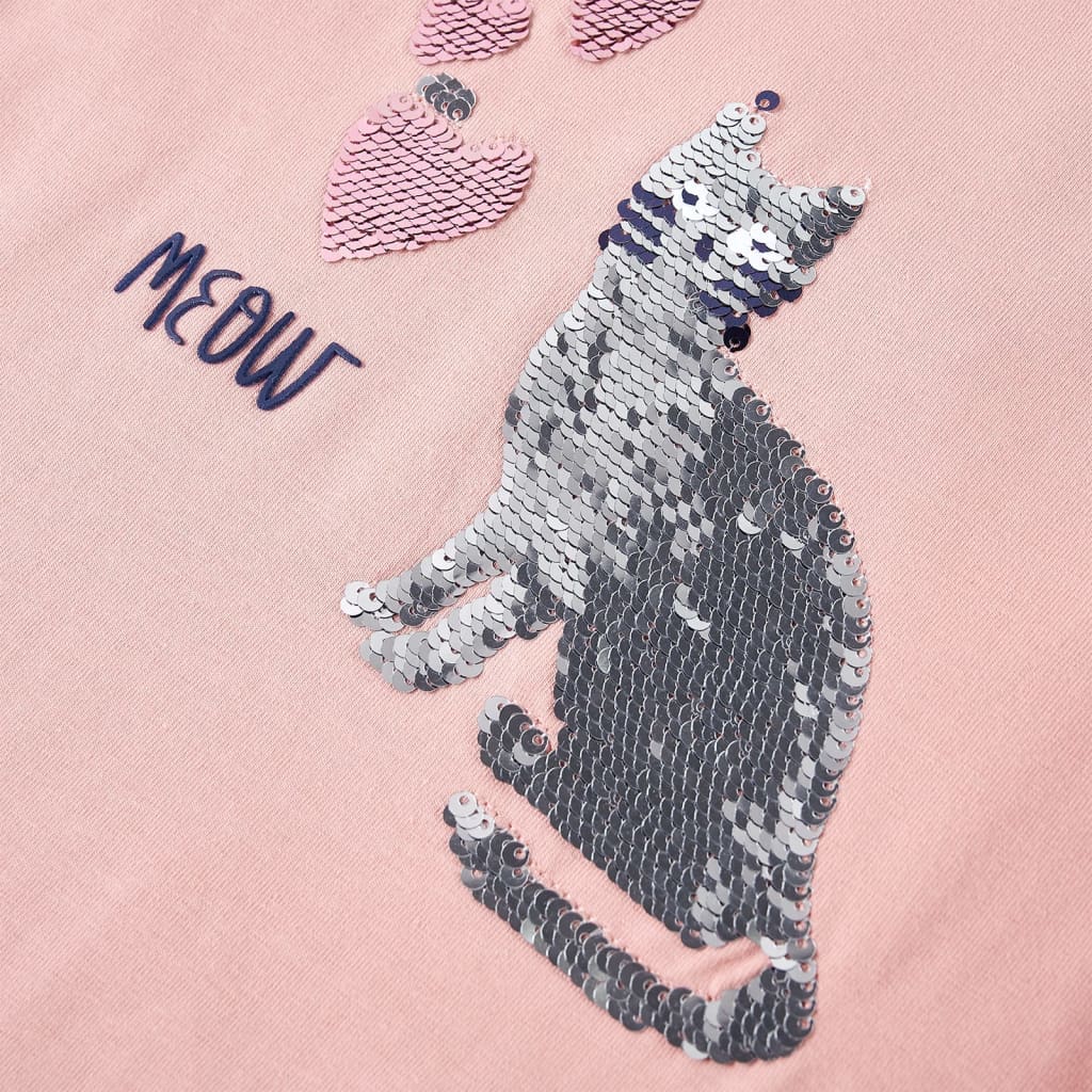 Langærmet T-shirt til børn str. 128 lyserød