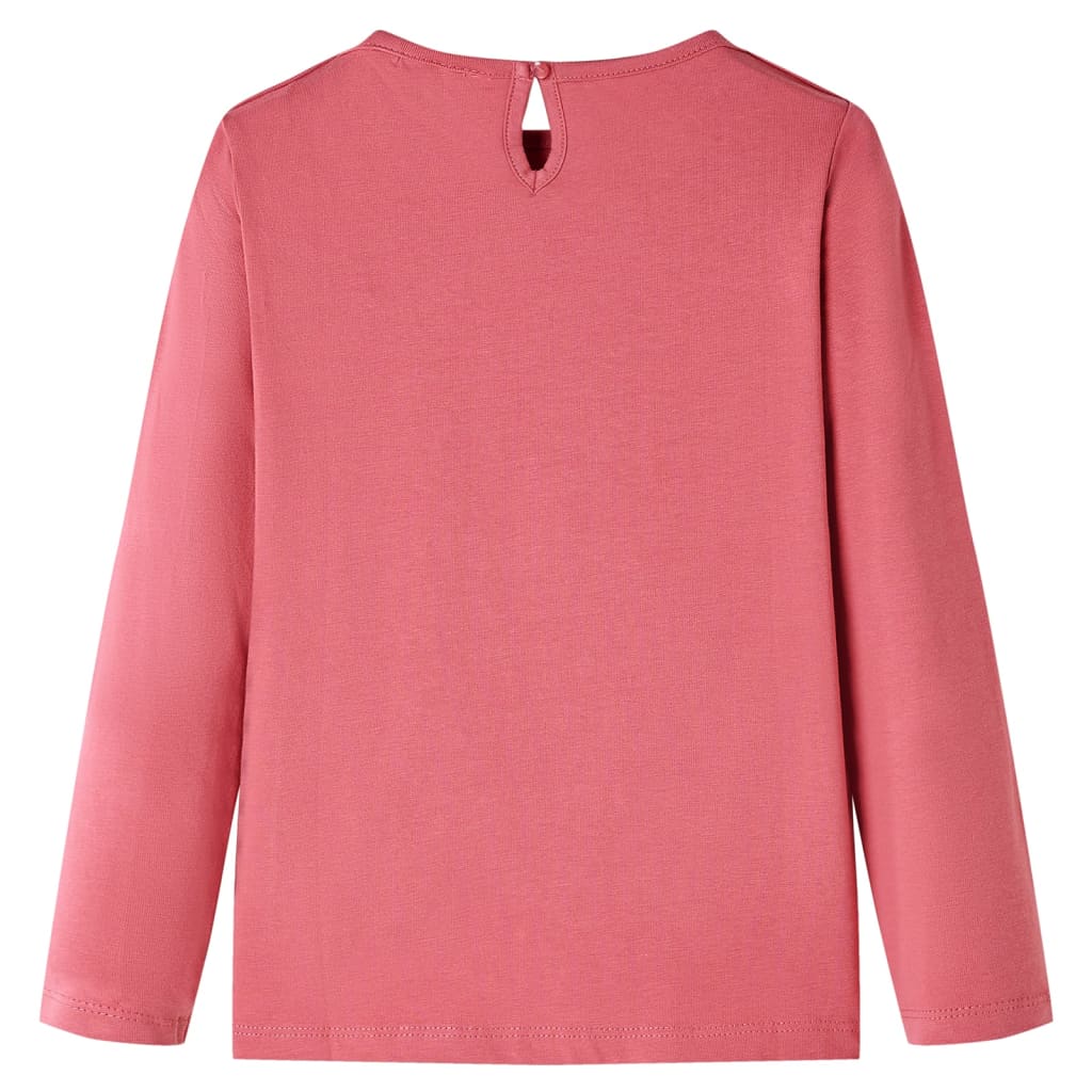 Langærmet T-shirt til børn str. 128 gammelrosa