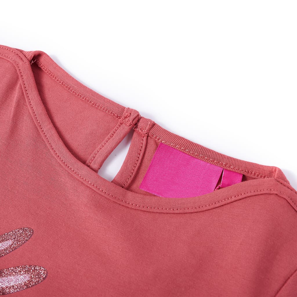 Langærmet T-shirt til børn str. 140 gammelrosa