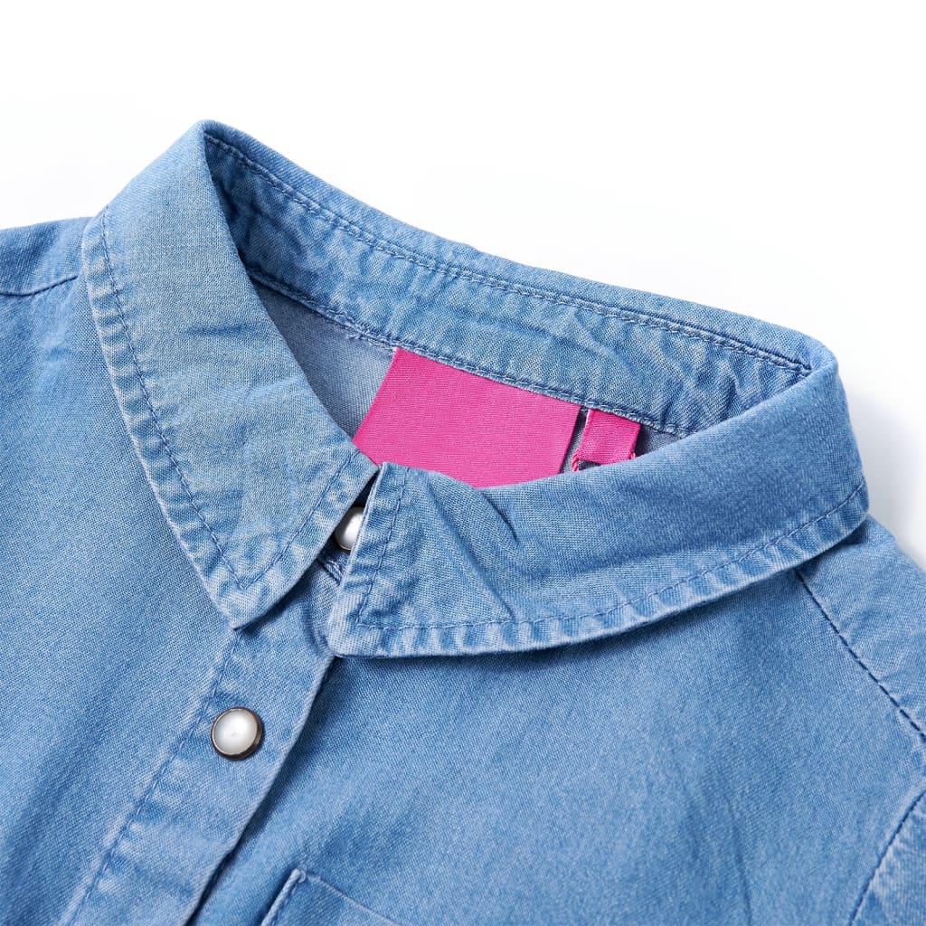 Langærmet kjole til børn str. 104 marineblå og denimblå