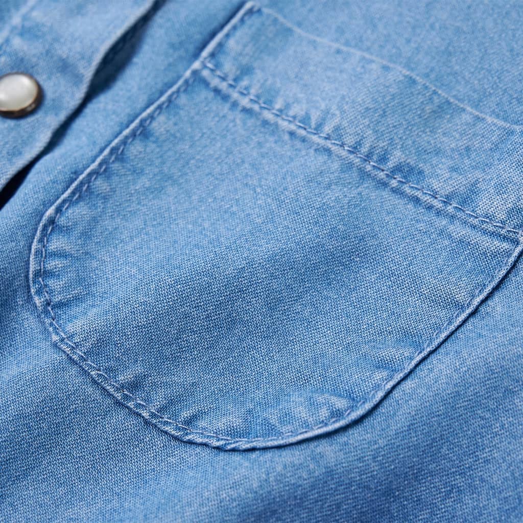 Langærmet kjole til børn str. 104 marineblå og denimblå