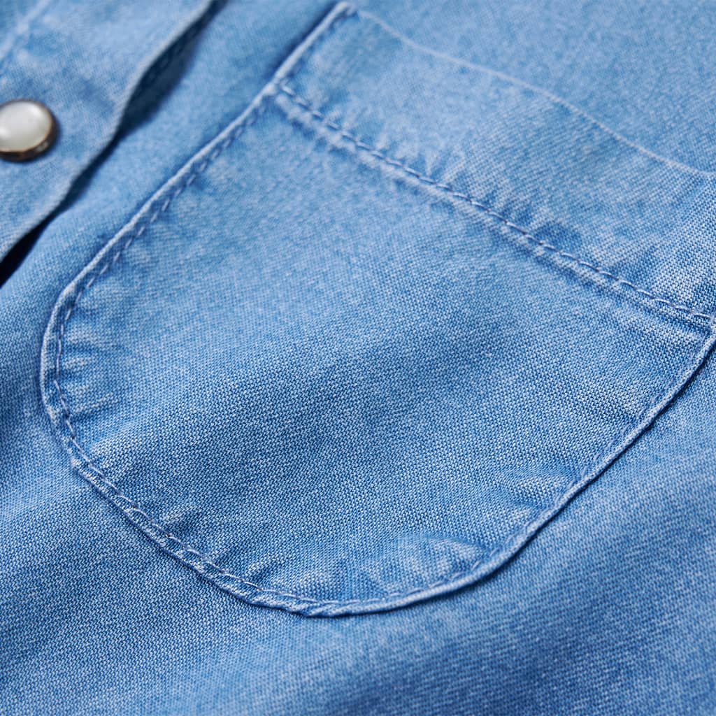 Langærmet kjole til børn str. 116 marineblå og denimblå