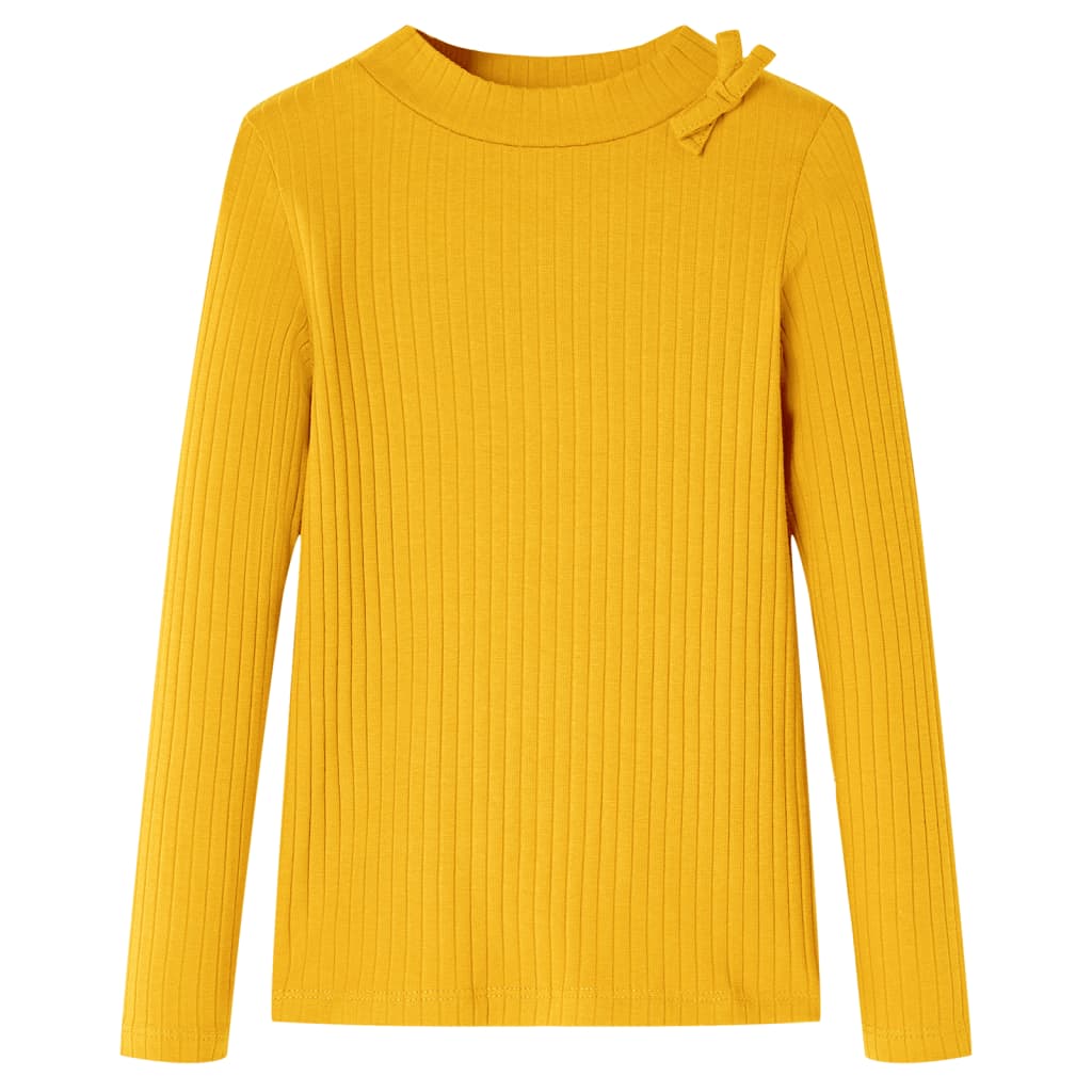 Langærmet T-shirt til børn str. 92 okkergul
