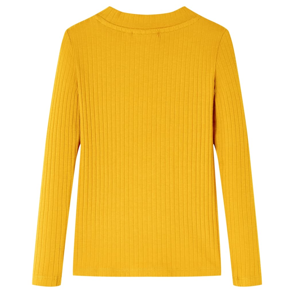 Langærmet T-shirt til børn str. 92 okkergul