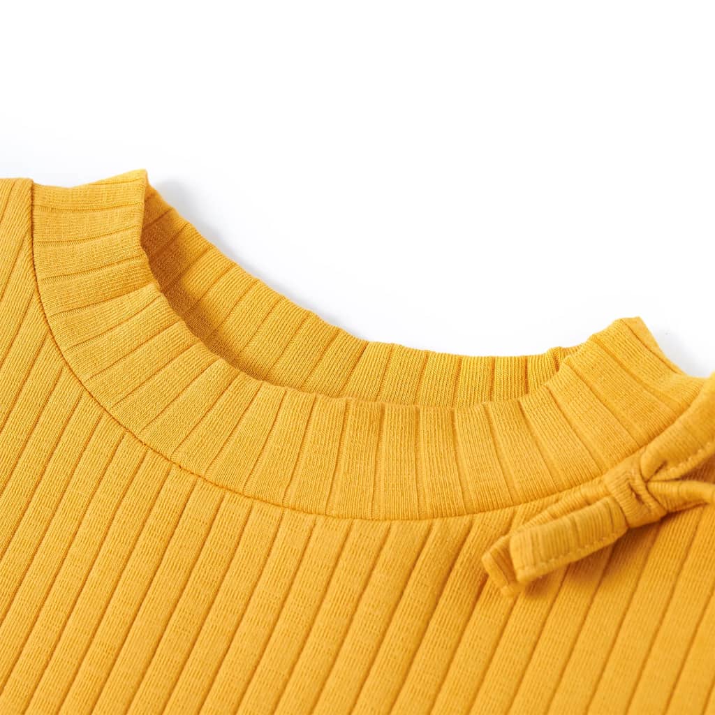 Langærmet T-shirt til børn str. 92 okkergul