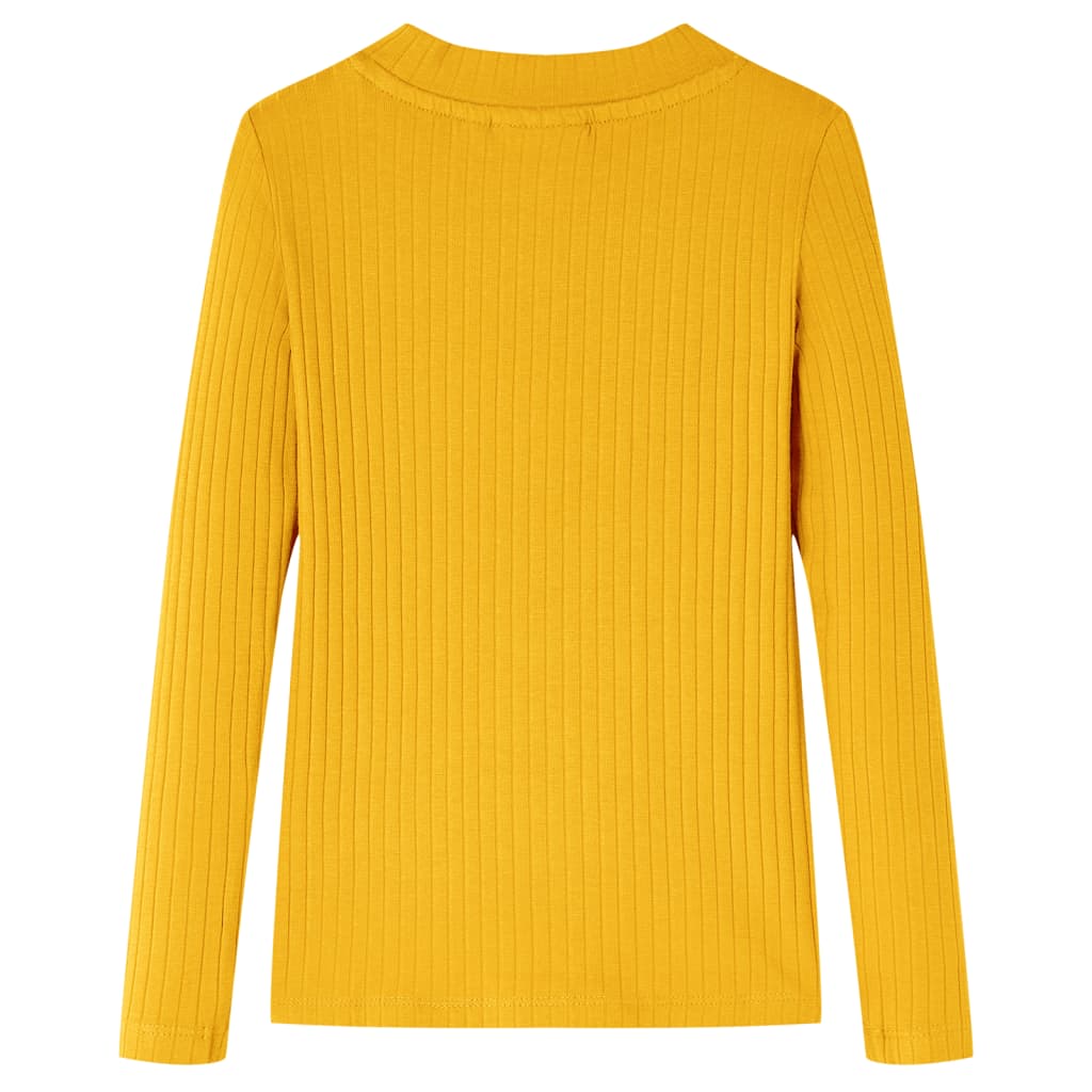 Langærmet T-shirt til børn str. 104 okkergul