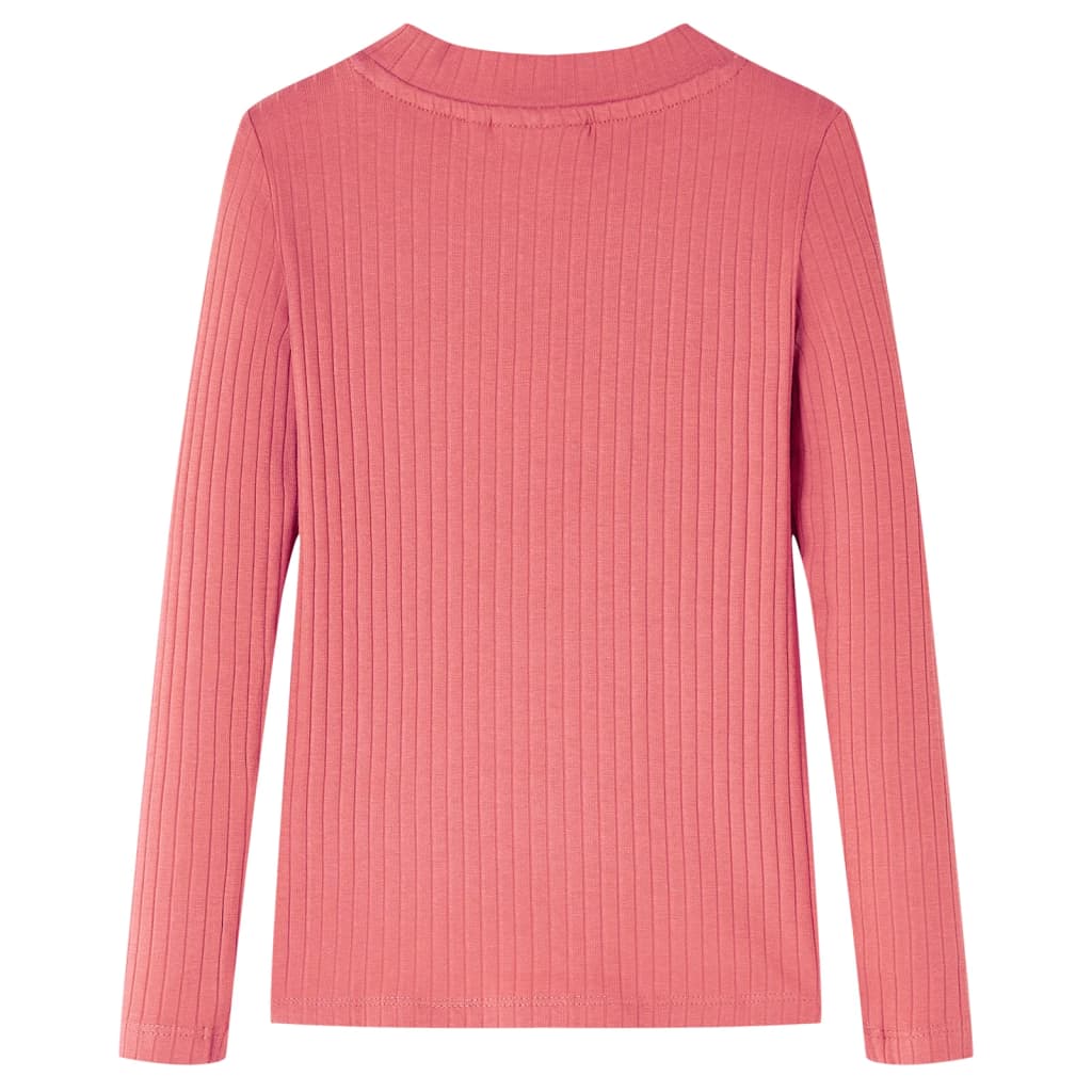 Langærmet T-shirt til børn str. 128 gammelrosa