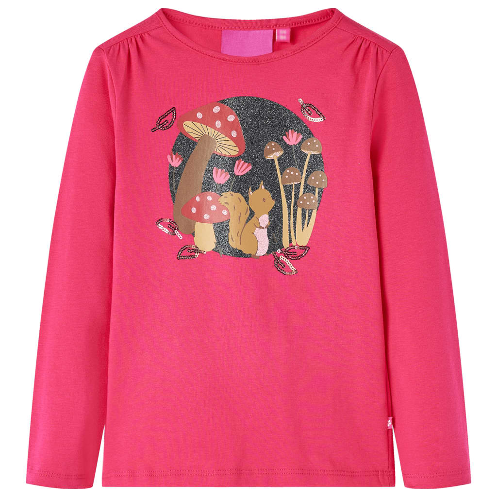 Langærmet T-shirt til børn str. 116 pink
