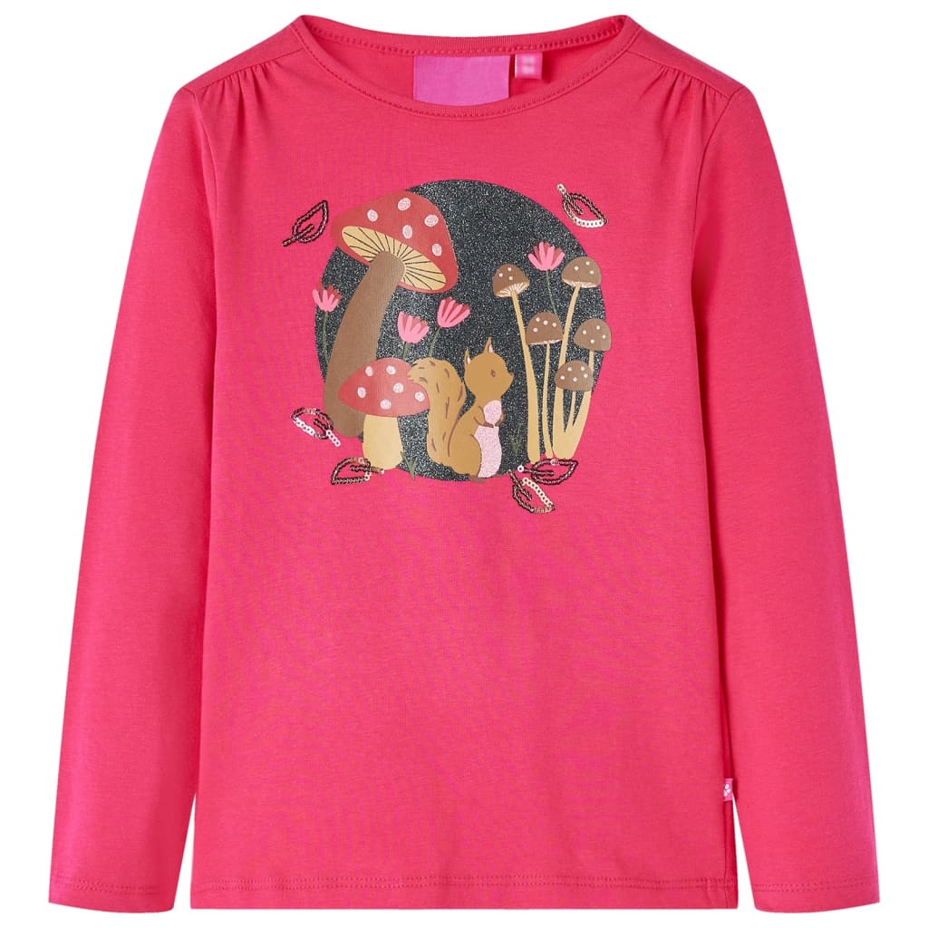 Langærmet T-shirt til børn str. 128 pink