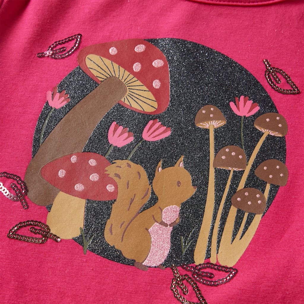Langærmet T-shirt til børn str. 128 pink