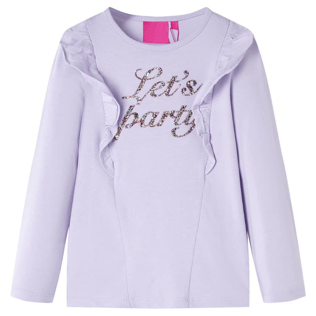 Langærmet T-shirt til børn str. 104 lyslilla