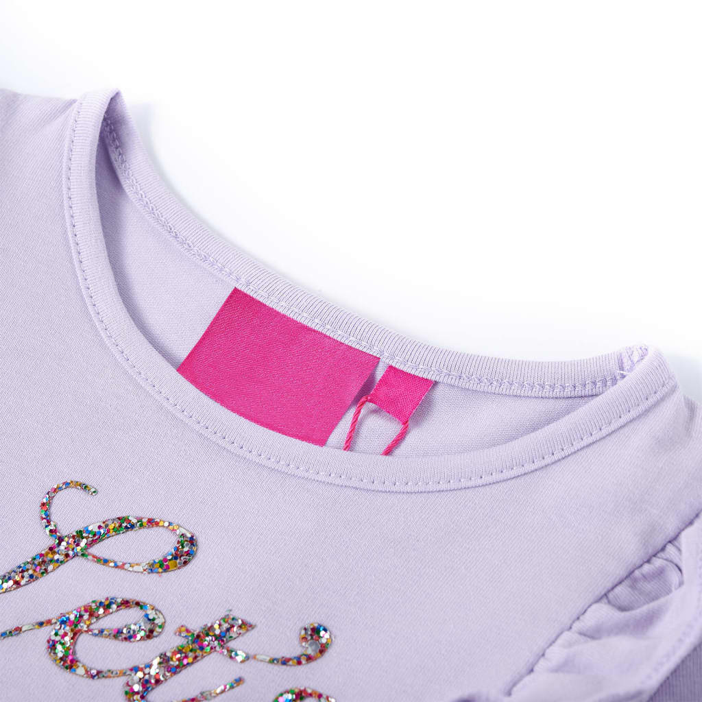 Langærmet T-shirt til børn str. 104 lyslilla