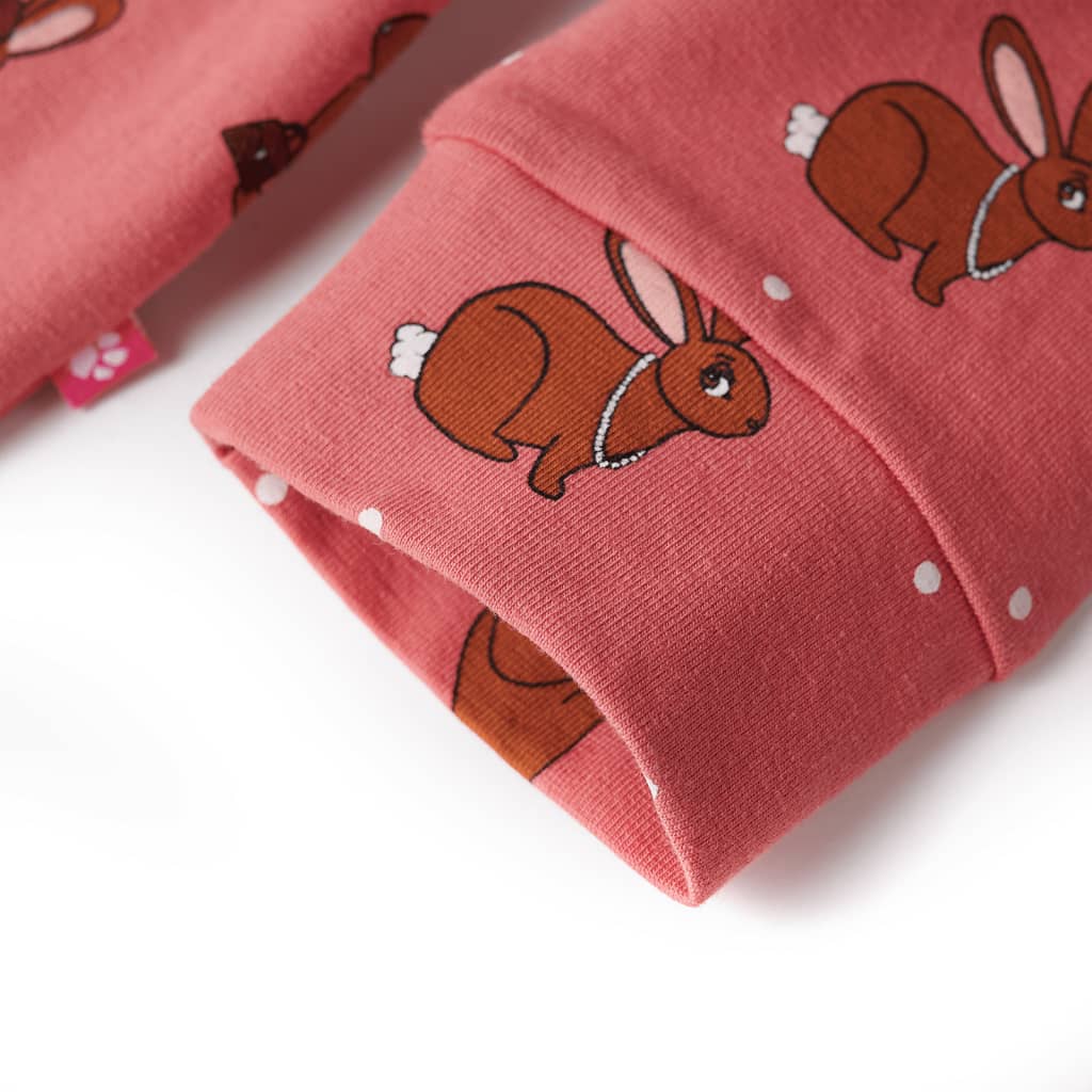 Onesie med hætte til børn str. 104 gammelrosa
