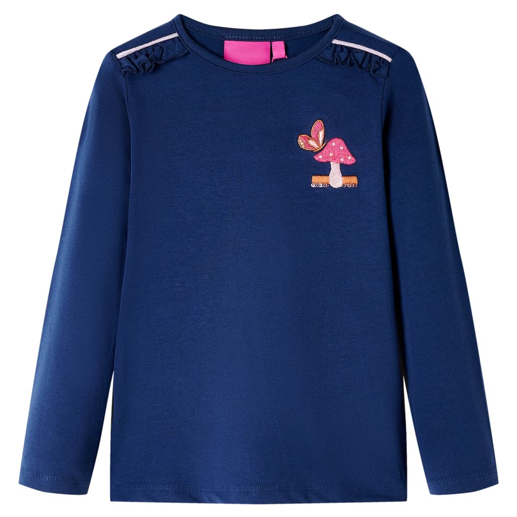Langærmet T-shirt til børn str. 116 marineblå
