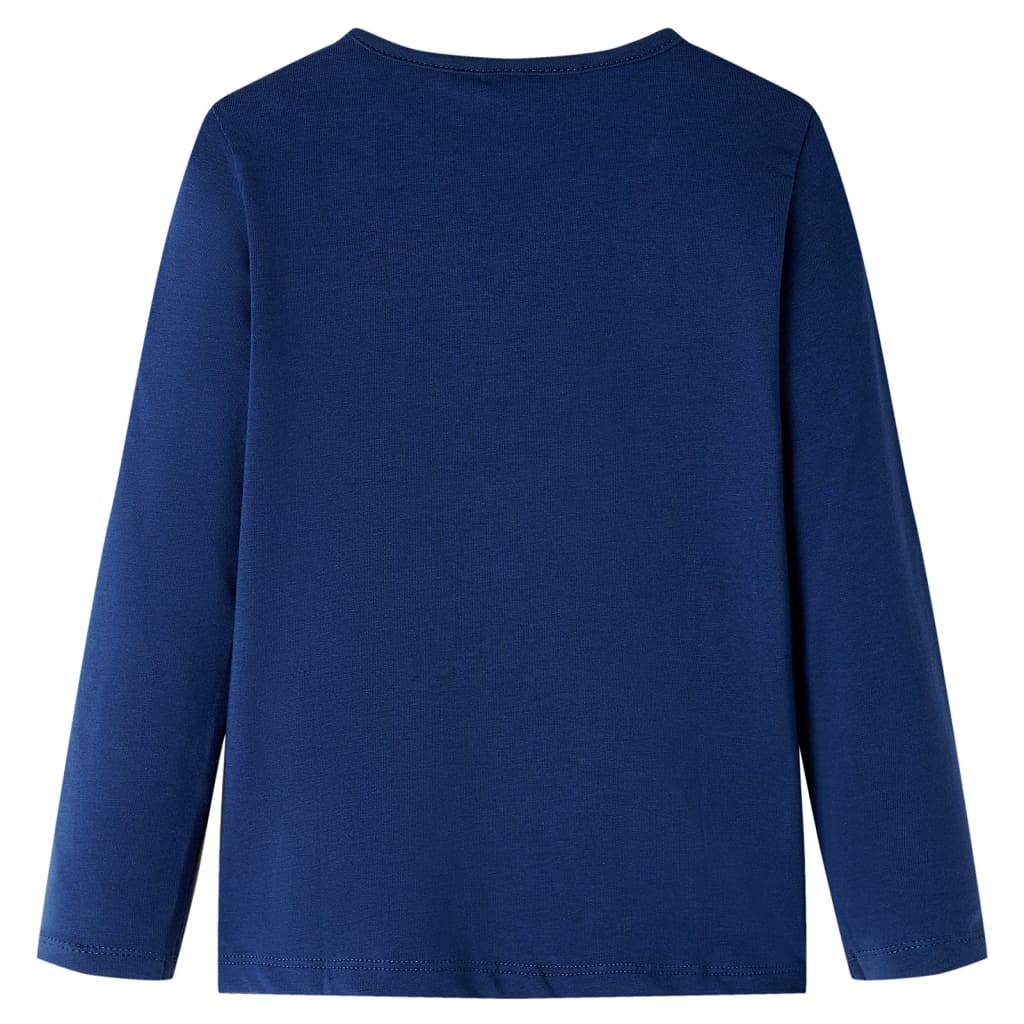 Langærmet T-shirt til børn str. 116 marineblå