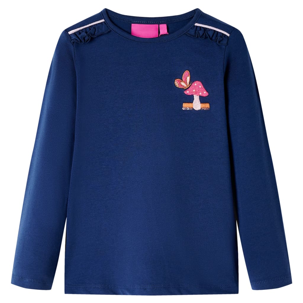 Langærmet T-shirt til børn str. 128 marineblå