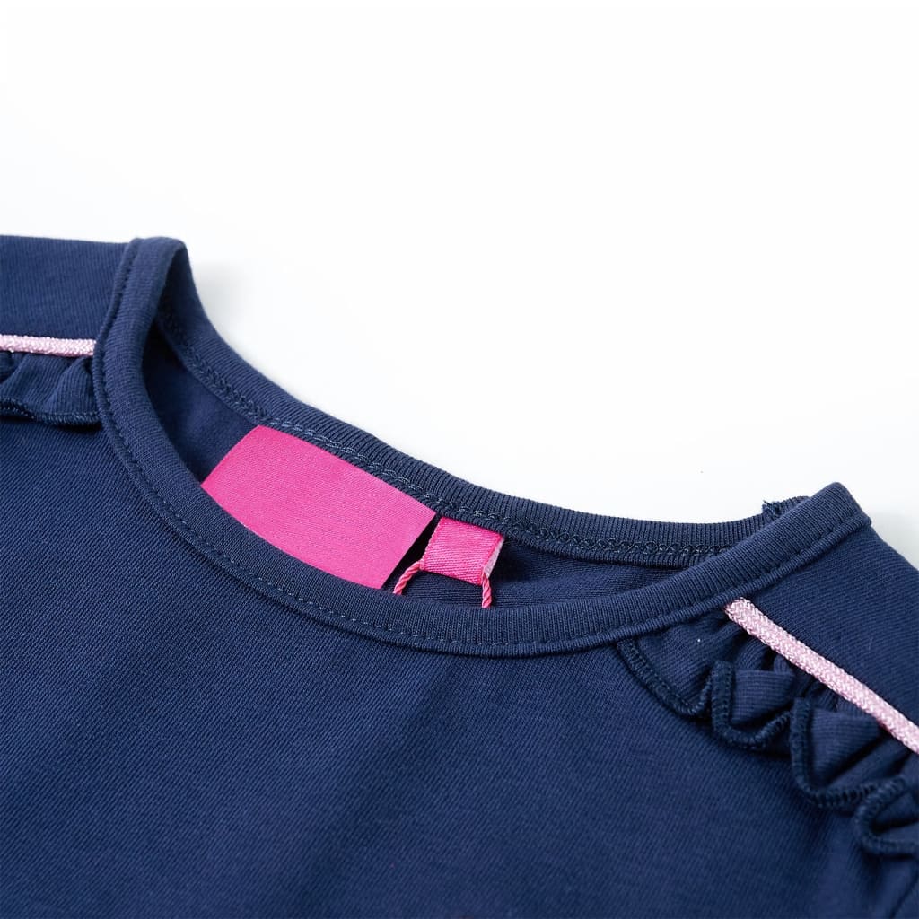 Langærmet T-shirt til børn str. 128 marineblå
