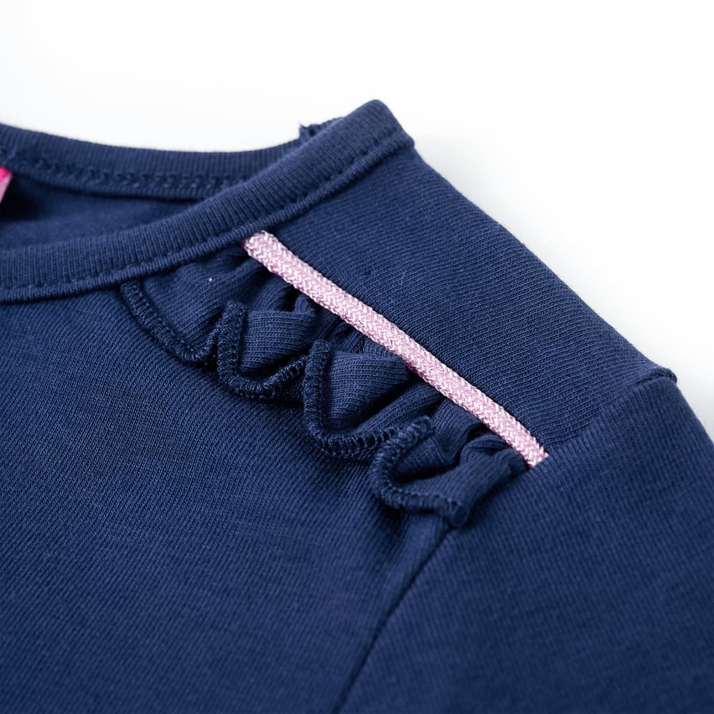 Langærmet T-shirt til børn str. 128 marineblå