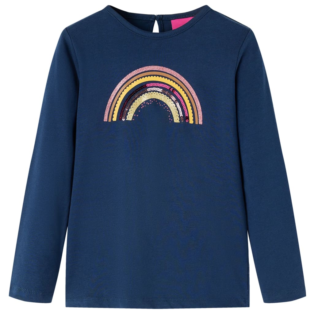 Langærmet T-shirt til børn str. 128 marineblå