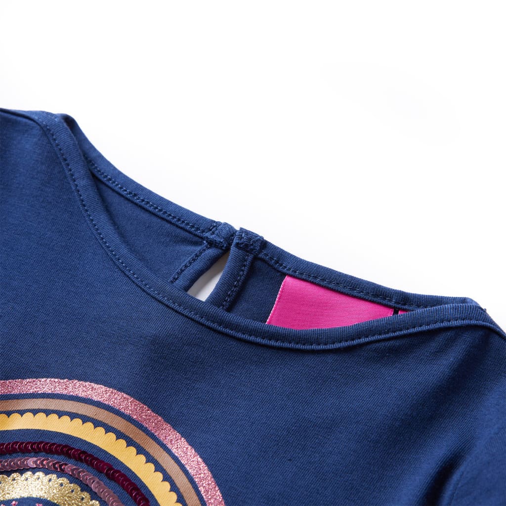 Langærmet T-shirt til børn str. 128 marineblå